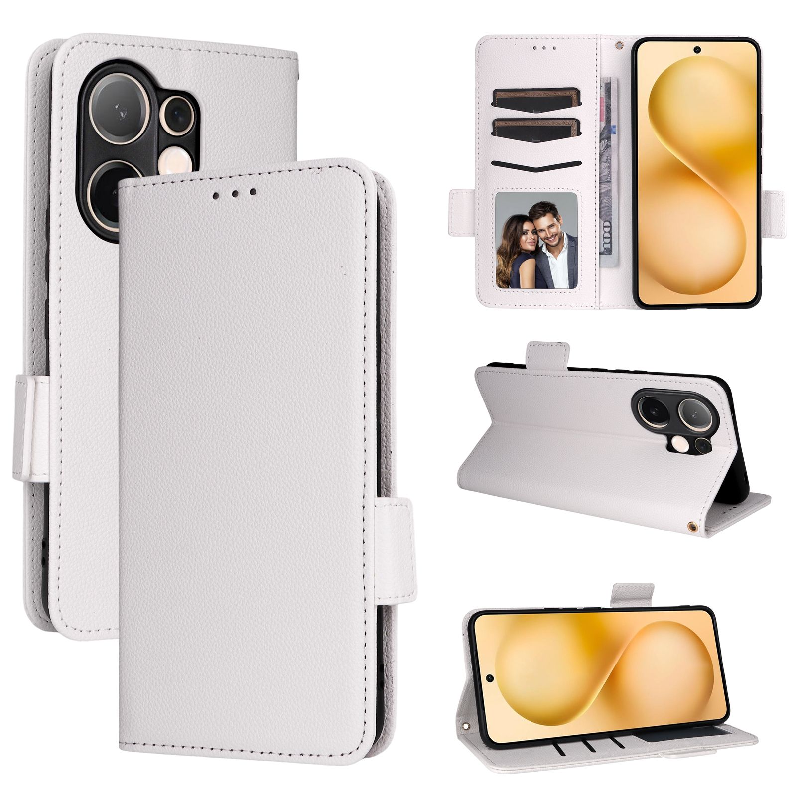 Flip Cover for Vivo V60 5G Case Leather Magnetic Flip Folio Stand Phone Cover with Card Holder