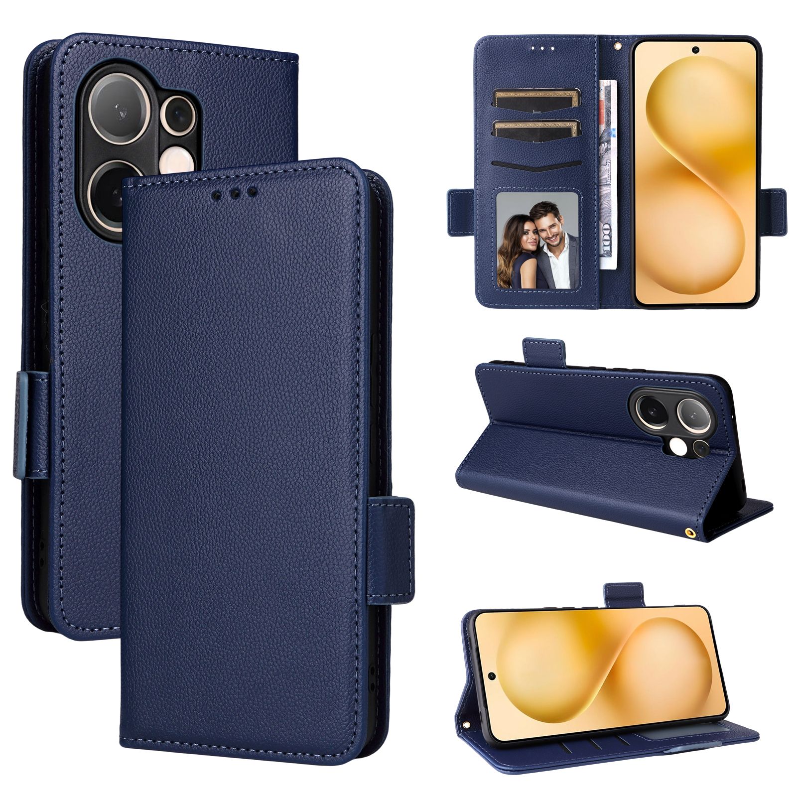 Flip Cover for Vivo V60 5G Case Leather Magnetic Flip Folio Stand Phone Cover with Card Holder