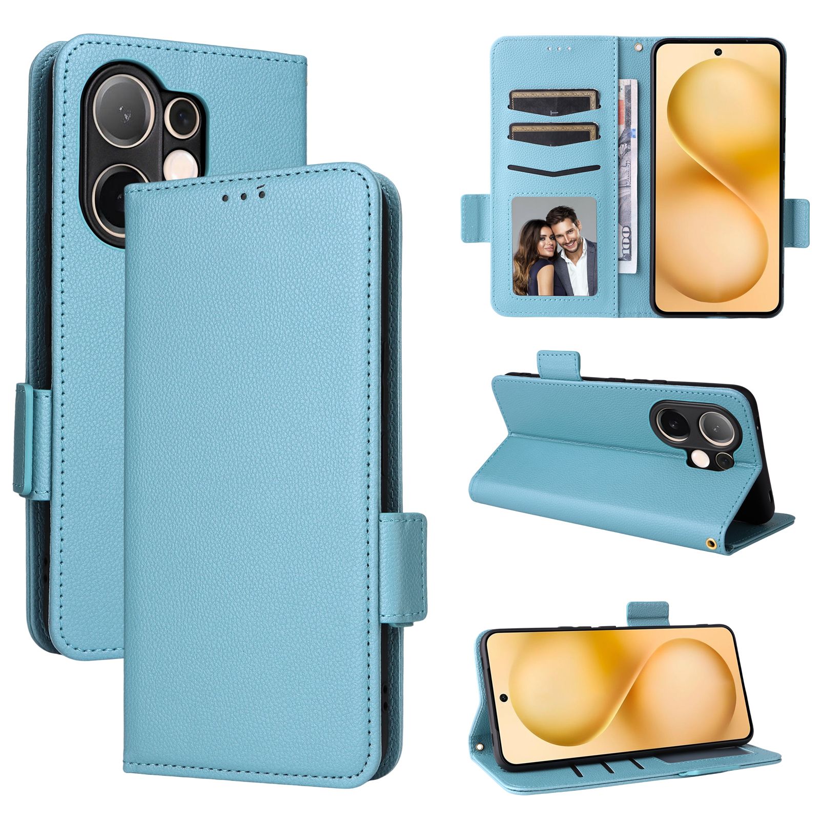 Flip Cover for Vivo V60 5G Case Leather Magnetic Flip Folio Stand Phone Cover with Card Holder