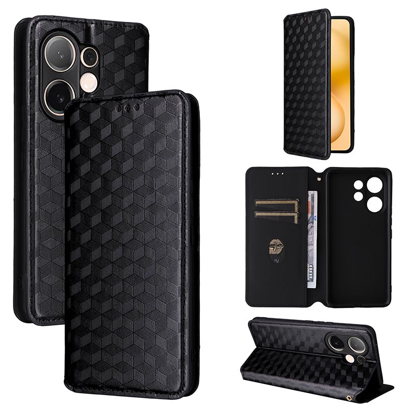 Flip Cover for Vivo V60 5G Case Leather Magnetic Flip Folio Stand Phone Cover with Card Holder