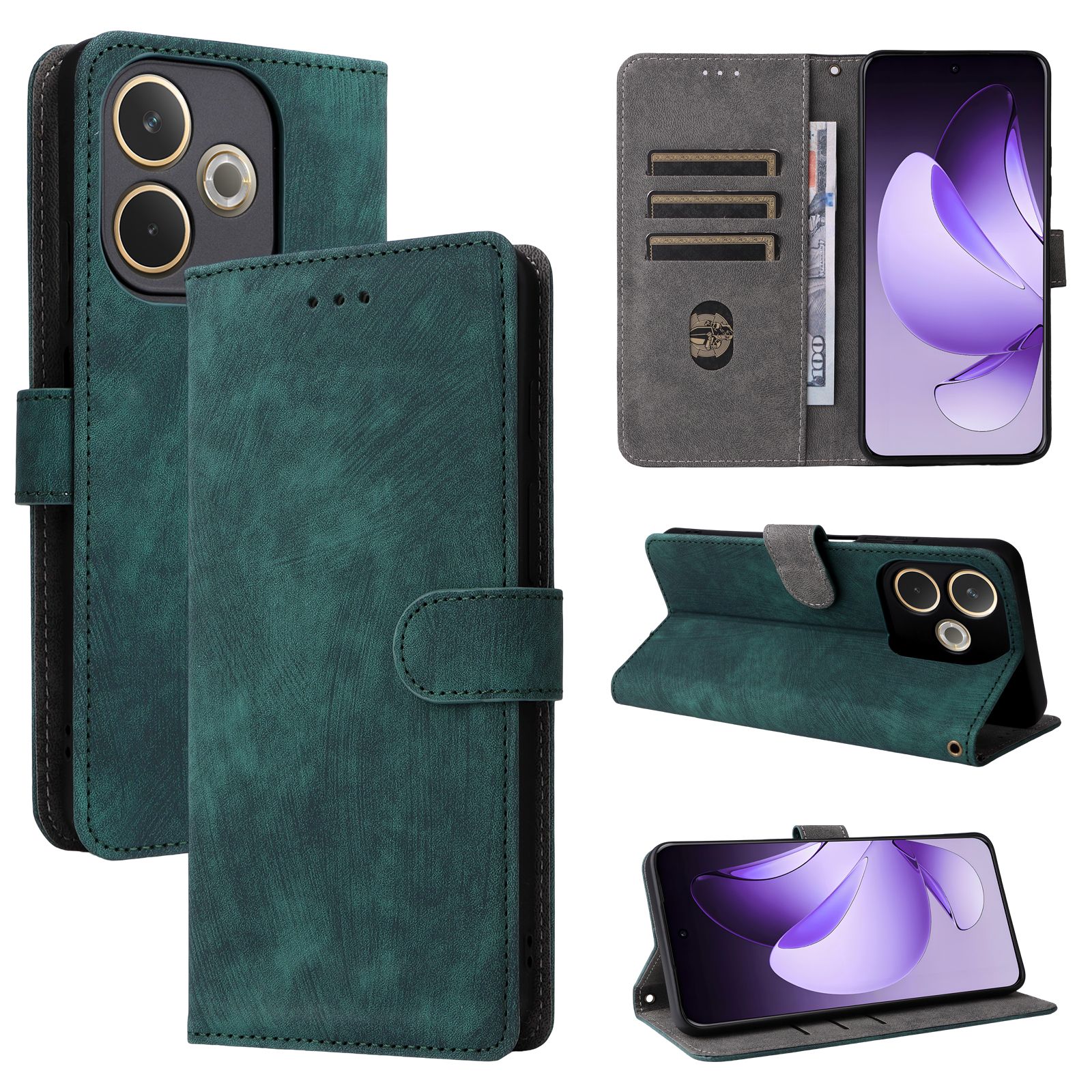 Flip Cover for Oppo A5 Pro,6.67" Case Leather Magnetic Flip Folio Stand Phone Cover with Card Holder