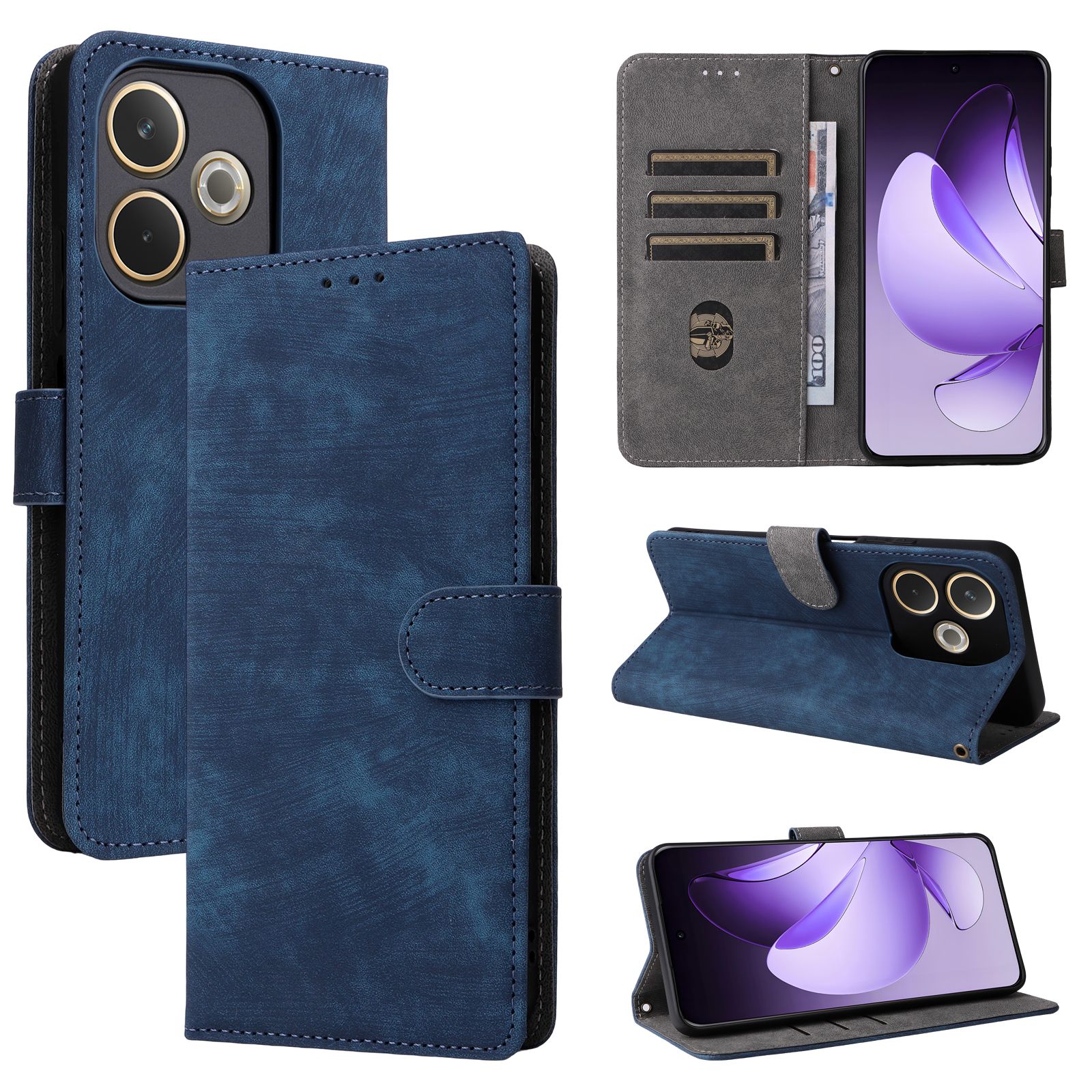 Flip Cover for Oppo A5 Pro,6.67" Case Leather Magnetic Flip Folio Stand Phone Cover with Card Holder