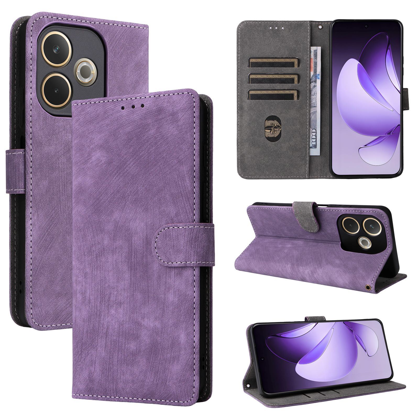 Flip Cover for Oppo A5 Pro,6.67" Case Leather Magnetic Flip Folio Stand Phone Cover with Card Holder