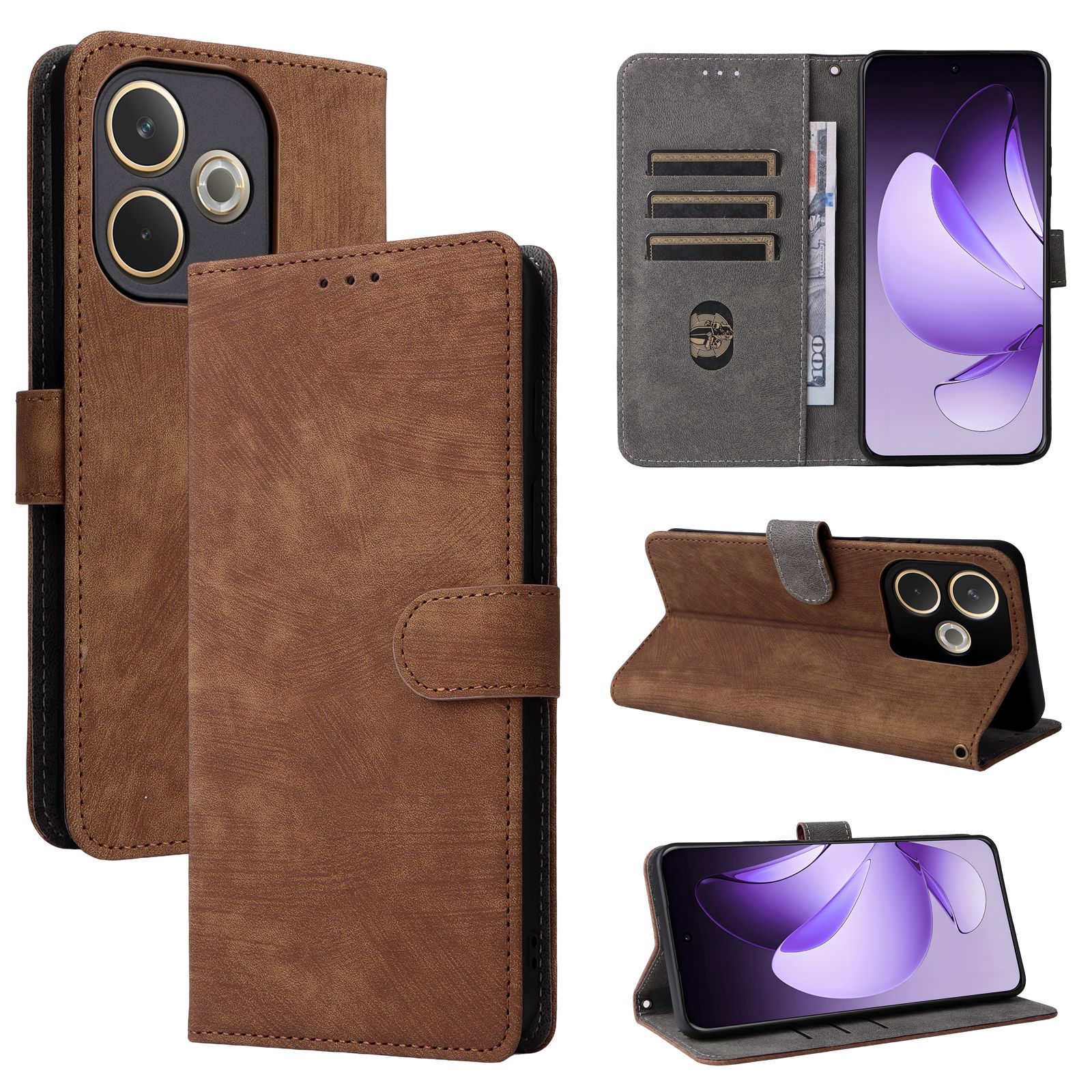 Flip Cover for Oppo A5 Pro,6.67" Case Leather Magnetic Flip Folio Stand Phone Cover with Card Holder