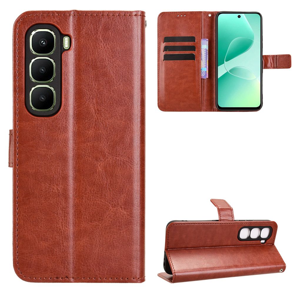 Wallet Flip Cover For Infinix Hot 60i 4G"6.7-inch Leather PU Phone Case Shockproof Durable Retro Case