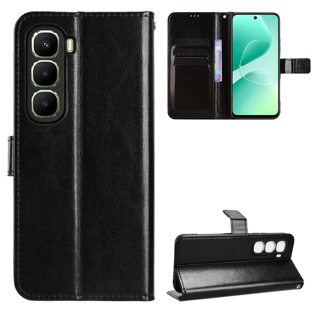Wallet Flip Cover For Infinix Hot 60i 4G"6.7-inch Leather PU Phone Case Shockproof Durable Retro Case