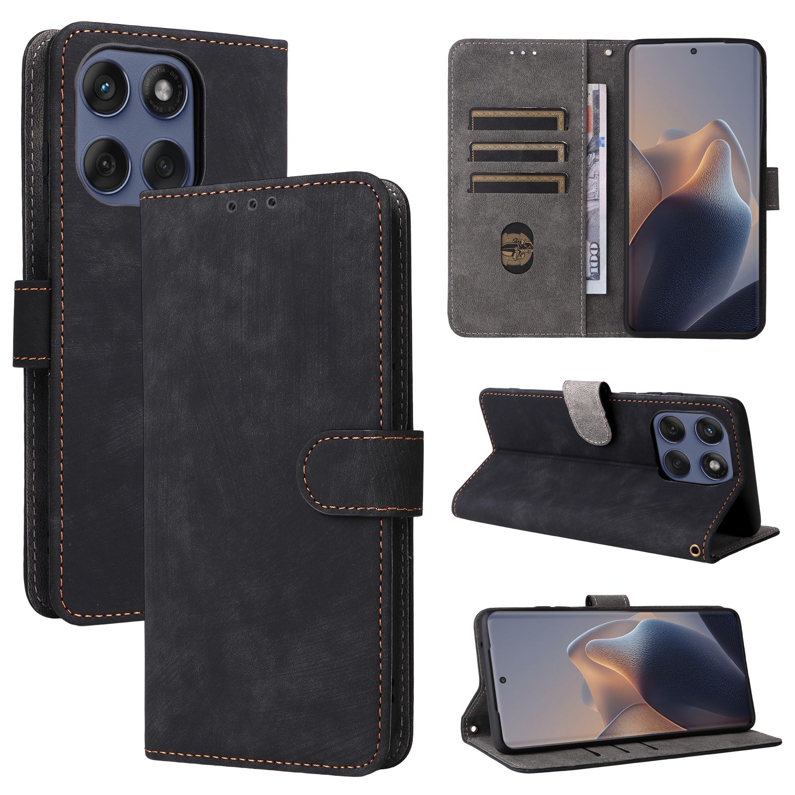 Flip Cover for Motorola Edge 60 Fusion Case Leather Magnetic Flip Folio Stand Phone Cover with Card Holder