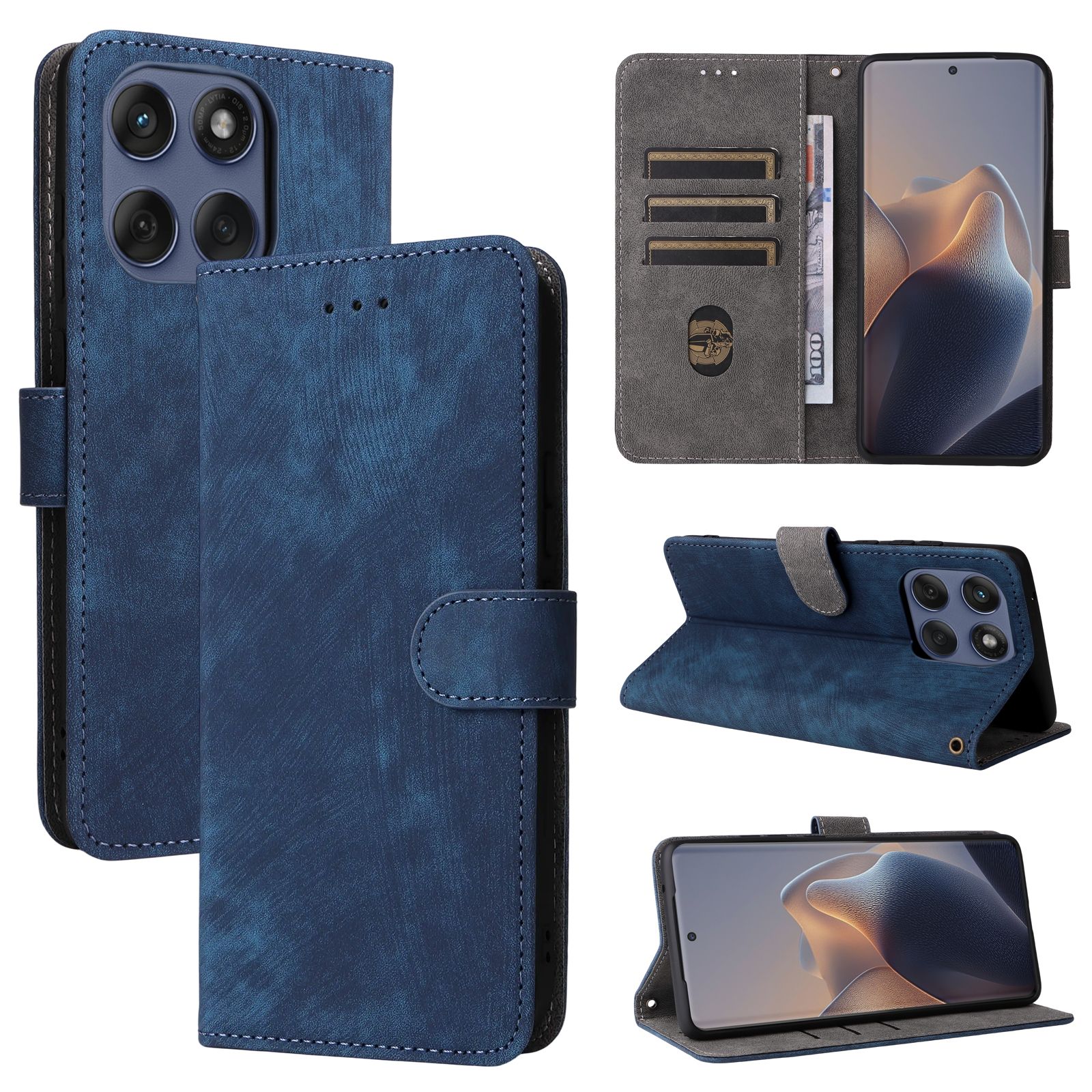 Flip Cover for Motorola Edge 60 Fusion Case Leather Magnetic Flip Folio Stand Phone Cover with Card Holder