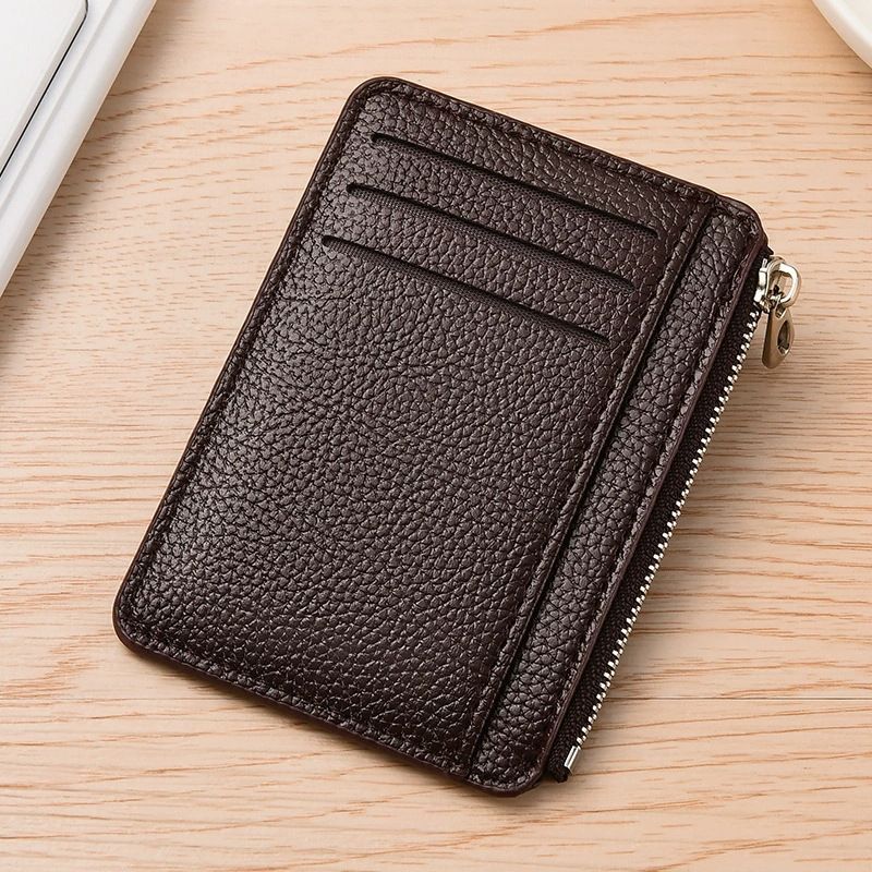 Slim ID Card Holder: Compact and Easy to Carry Minimalist Solid Colour Zipper Design Niche Style Women's Multi-Card Compartment Organiser