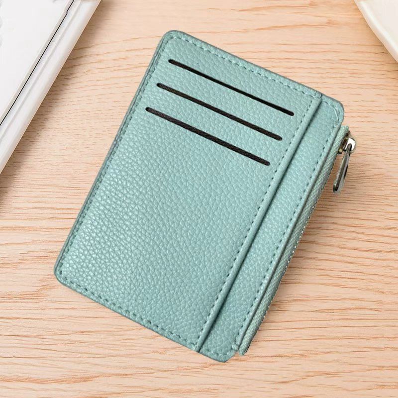 Slim ID Card Holder: Compact and Easy to Carry Minimalist Solid Colour Zipper Design Niche Style Women's Multi-Card Compartment Organiser