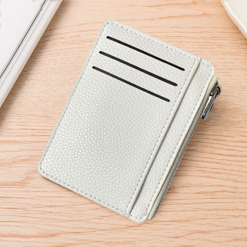 Slim ID Card Holder: Compact and Easy to Carry Minimalist Solid Colour Zipper Design Niche Style Women's Multi-Card Compartment Organiser
