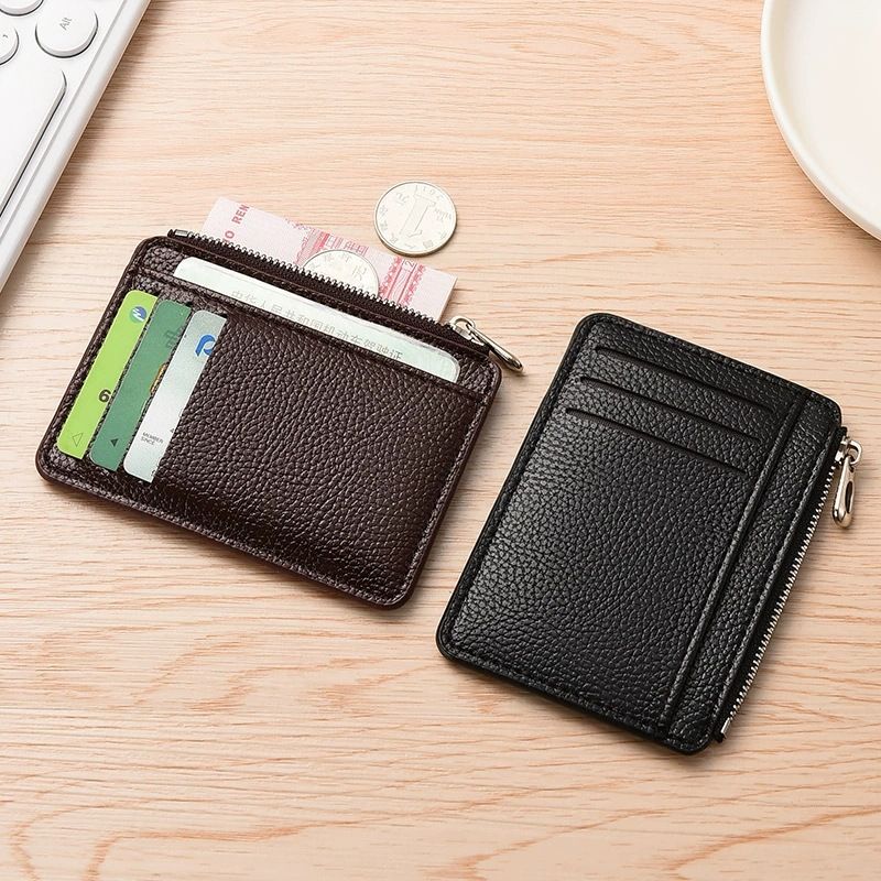 Slim ID Card Holder: Compact and Easy to Carry Minimalist Solid Colour Zipper Design Niche Style Women's Multi-Card Compartment Organiser