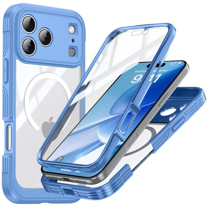 360 Full Cover Transparent With Magnetic Case for iPhone 17 Pro Max 17 PRO 17 Air Compatible With MagSafe Shockproof Screen Protector Phone Cover Case
