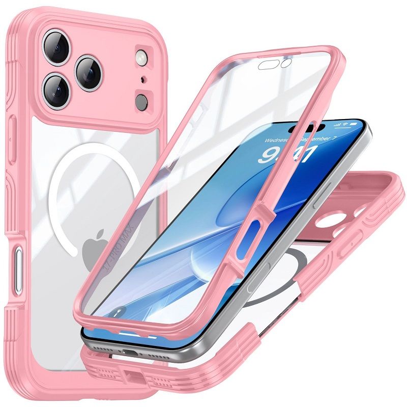 360 Full Cover Transparent With Magnetic Case for iPhone 17 Pro Max 17 PRO 17 Air Compatible With MagSafe Shockproof Screen Protector Phone Cover Case