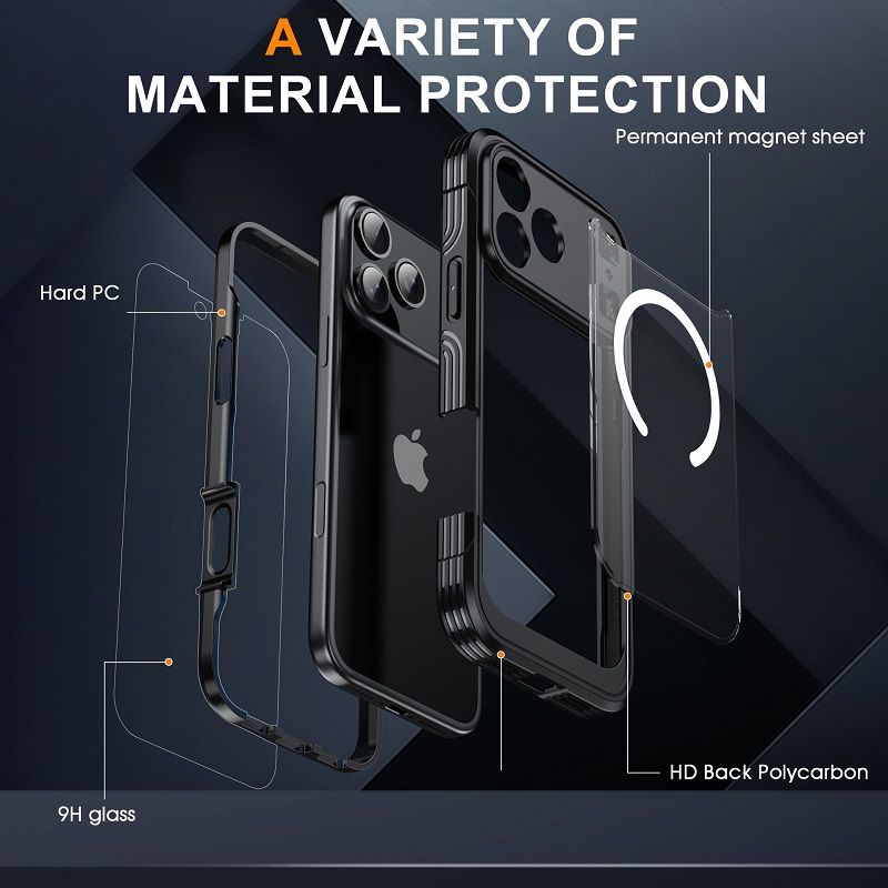360 Full Cover Transparent With Magnetic Case for iPhone 17 Pro Max 17 PRO 17 Air Compatible With MagSafe Shockproof Screen Protector Phone Cover Case