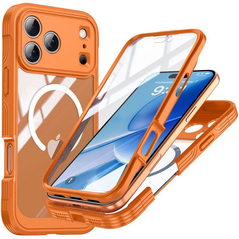360 Full Cover Transparent With Magnetic Case for iPhone 17 Pro Max 17 PRO 17 Air Compatible With MagSafe Shockproof Screen Protector Phone Cover Case