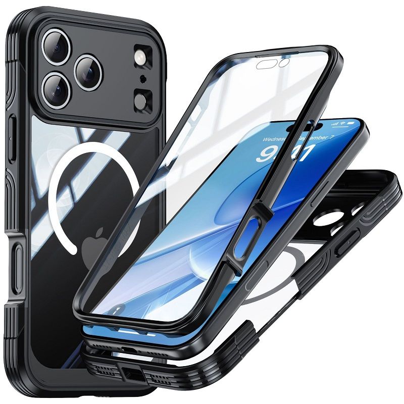 360 Full Cover Transparent With Magnetic Case for iPhone 17 Pro Max 17 PRO 17 Air Compatible With MagSafe Shockproof Screen Protector Phone Cover Case