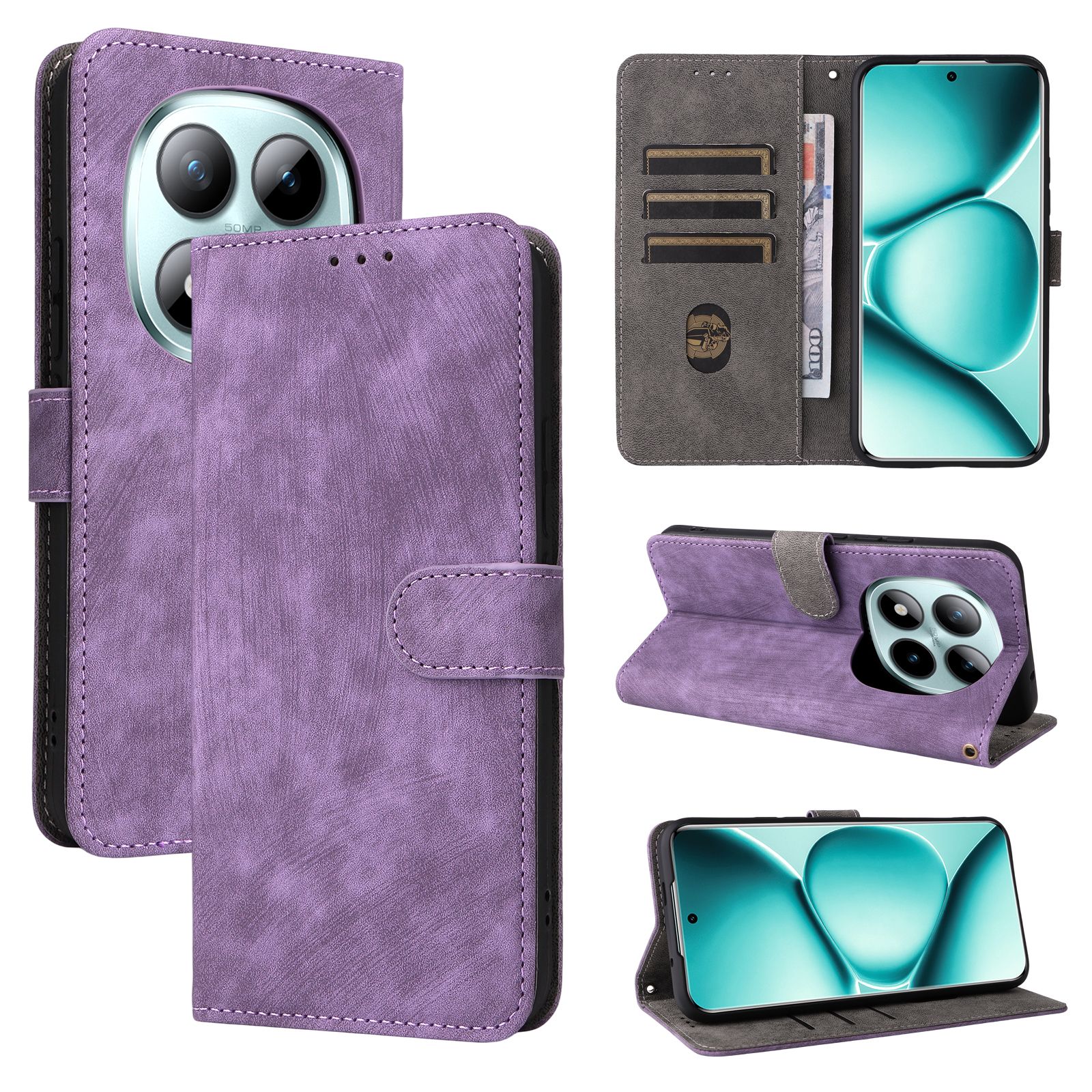 Leather Flip Cover for Xiaomi Redmi Note 15 Pro 4G,6.77'' Leather PU Phone Case Shockproof Durable Retro Wallet Case