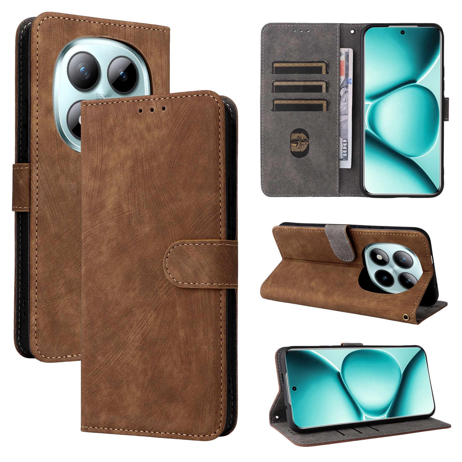 Leather Flip Cover for Xiaomi Redmi Note 15 Pro 4G,6.77'' Leather PU Phone Case Shockproof Durable Retro Wallet Case