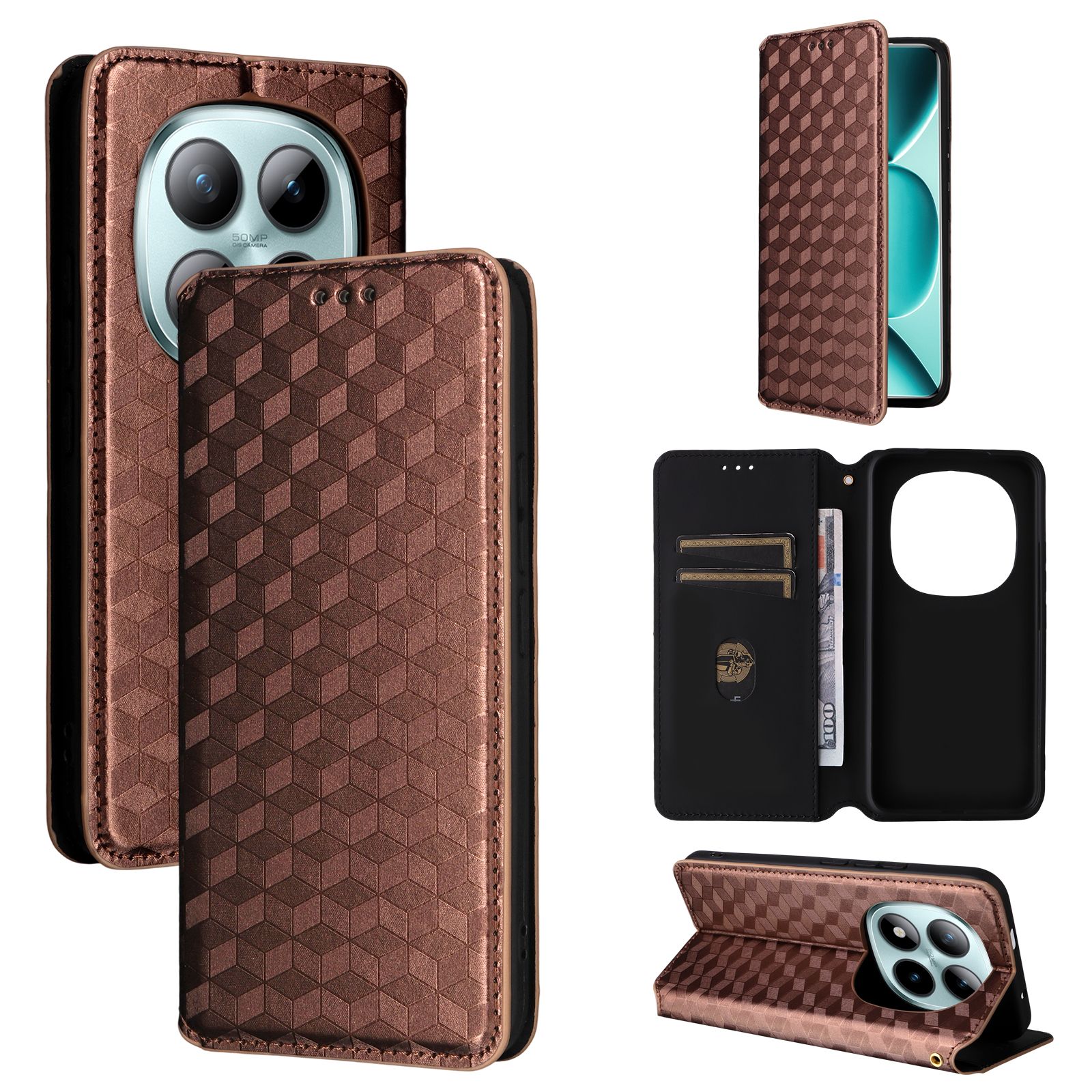 Leather Flip Cover for Xiaomi Redmi Note 15 Pro 4G,6.77'' Leather PU Phone Case Shockproof Durable Retro Wallet Case