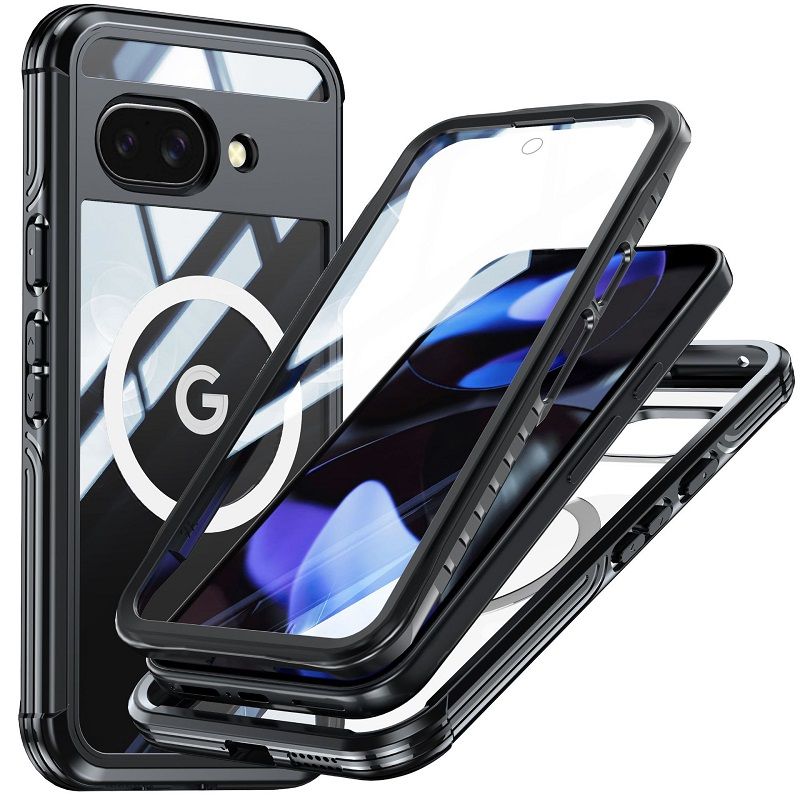 360 Full Cover Transparent With Magnetic Case for Google Pixel 9a 5G Compatible With MagSafe Shockproof Screen Protector Phone Cover Case