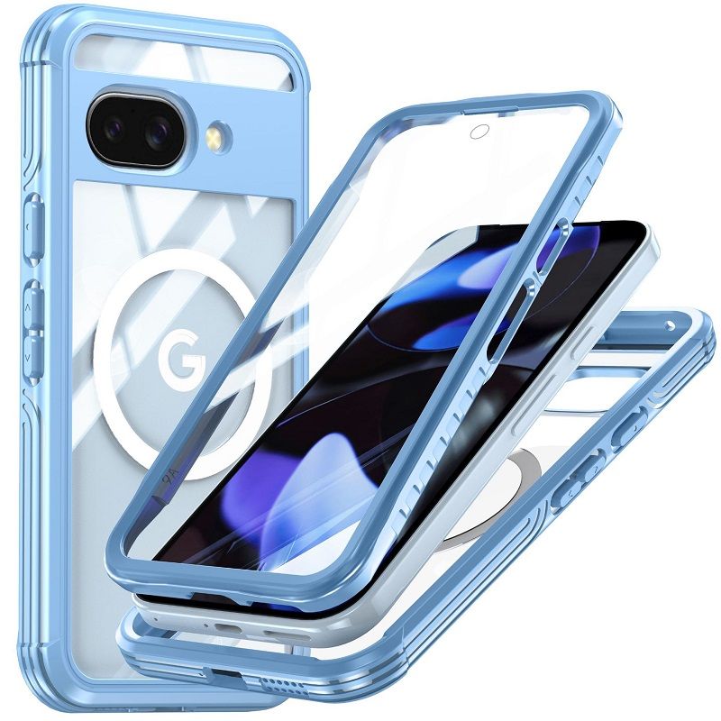 360 Full Cover Transparent With Magnetic Case for Google Pixel 9a 5G Compatible With MagSafe Shockproof Screen Protector Phone Cover Case