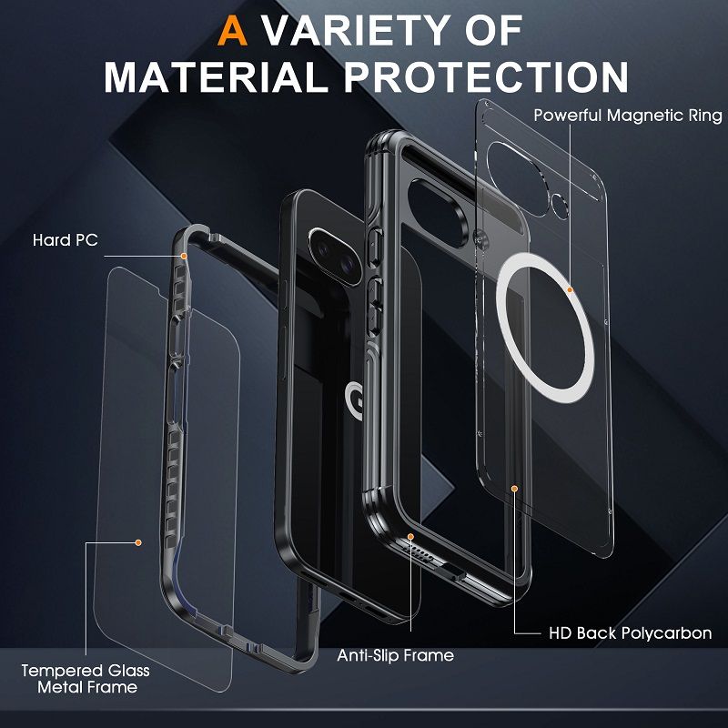 360 Full Cover Transparent With Magnetic Case for Google Pixel 9a 5G Compatible With MagSafe Shockproof Screen Protector Phone Cover Case