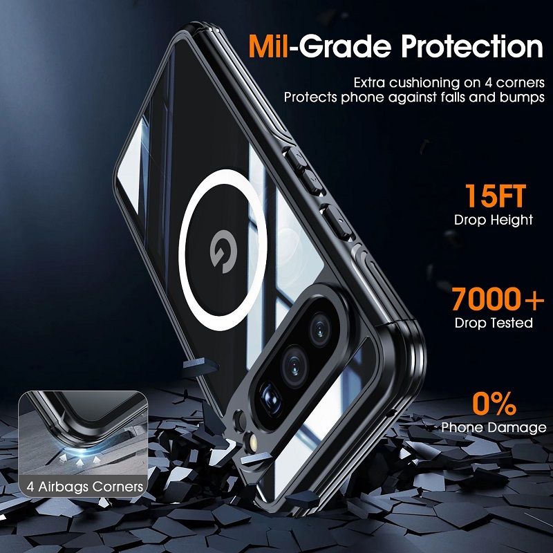 360 Full Cover Transparent With Magnetic Case for Google Pixel 9 Pro XL, 9 Pro, 9 Compatible With MagSafe Shockproof Screen Protector Phone Cover Case