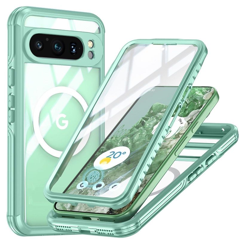 360 Full Cover Transparent With Magnetic Case for Google Pixel 9 Pro XL, 9 Pro, 9 Compatible With MagSafe Shockproof Screen Protector Phone Cover Case