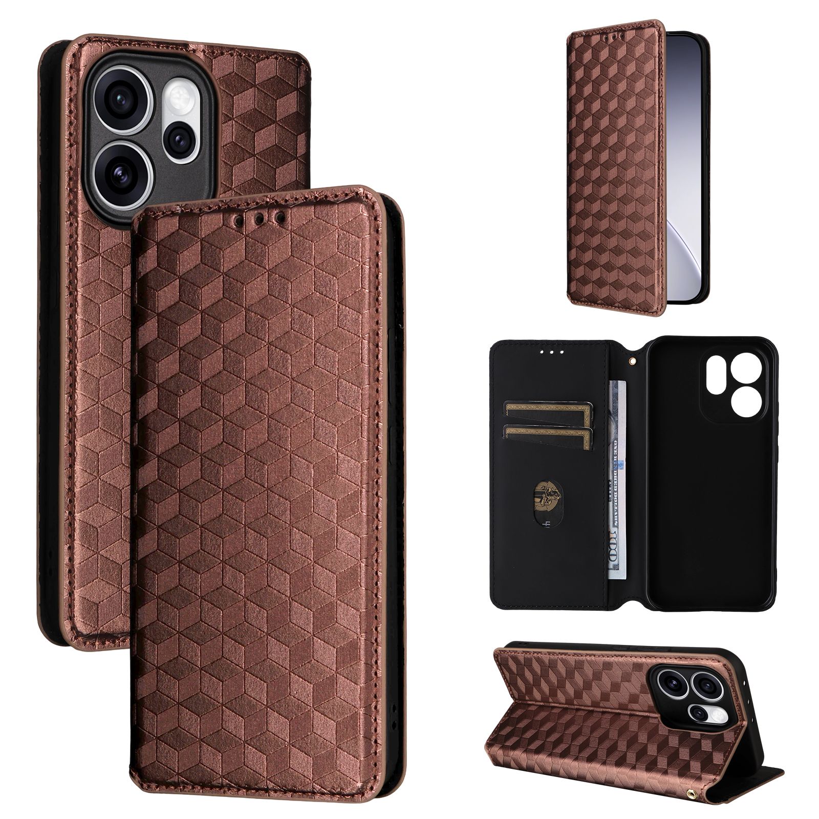 Leather Flip Cover for OPPO Reno15 Pro / Reno 15 Pro Leather PU Phone Case Shockproof Durable Retro Wallet Case