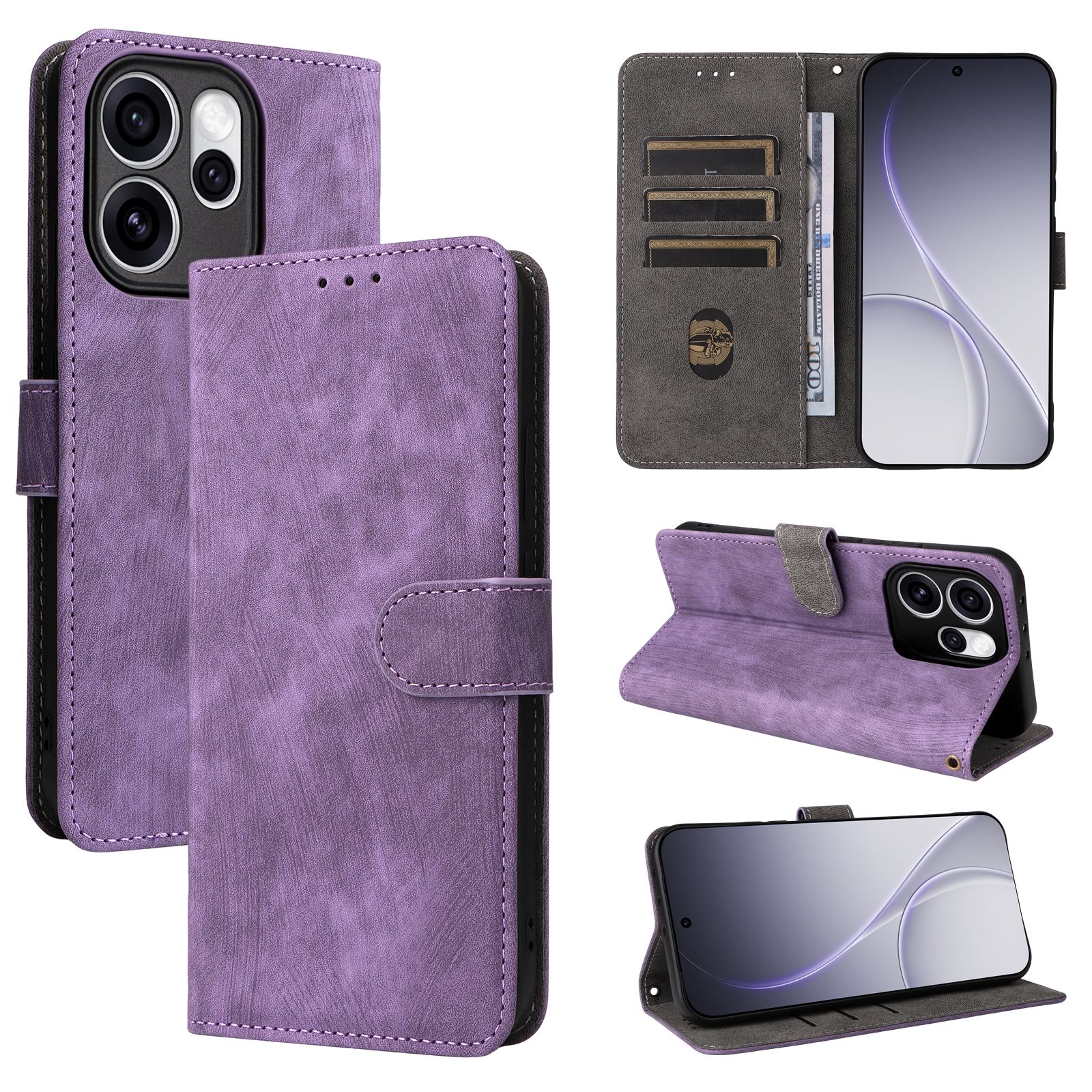 Leather Flip Cover for OPPO Reno15 Pro / Reno 15 Pro Leather PU Phone Case Shockproof Durable Retro Wallet Case