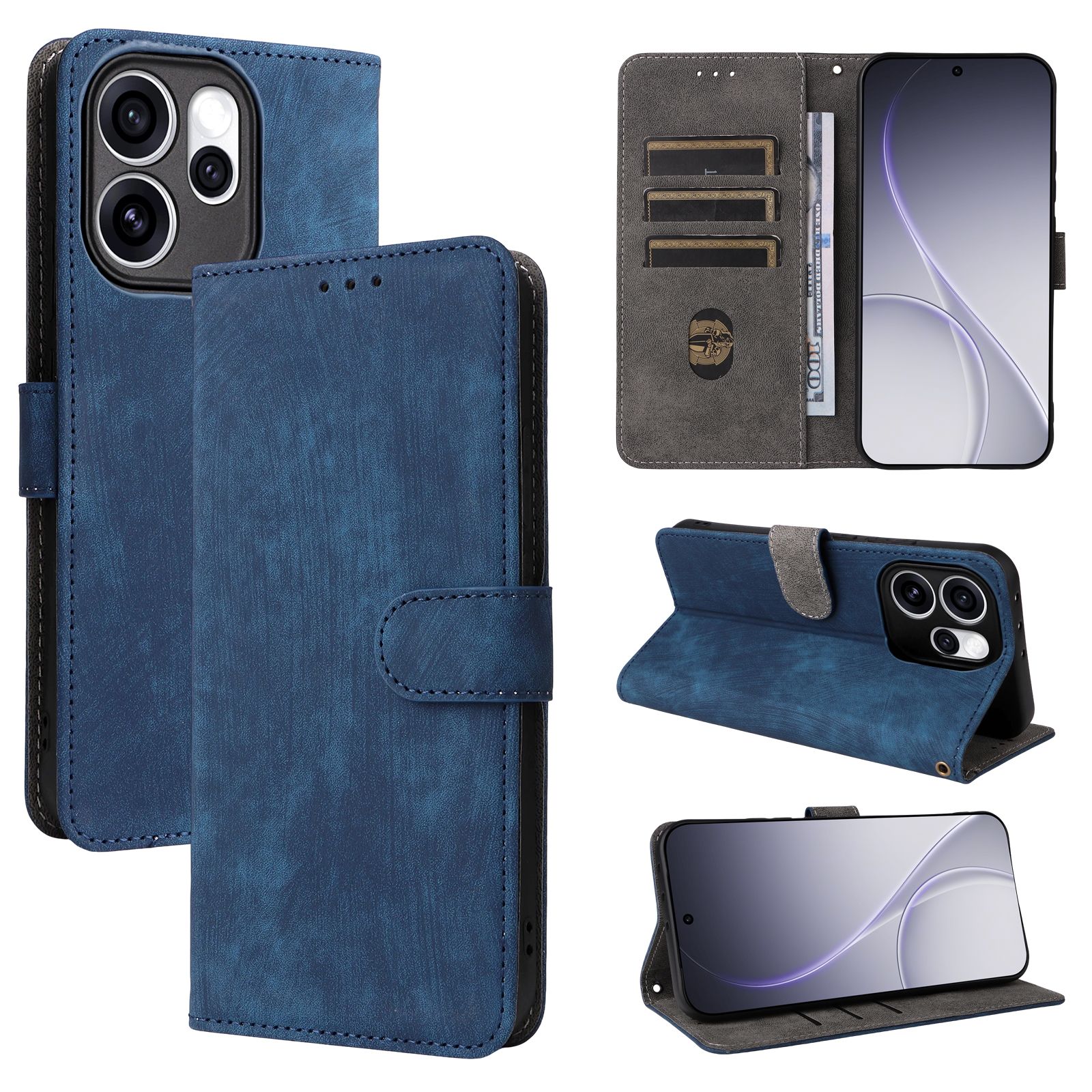 Leather Flip Cover for OPPO Reno15 Pro / Reno 15 Pro Leather PU Phone Case Shockproof Durable Retro Wallet Case