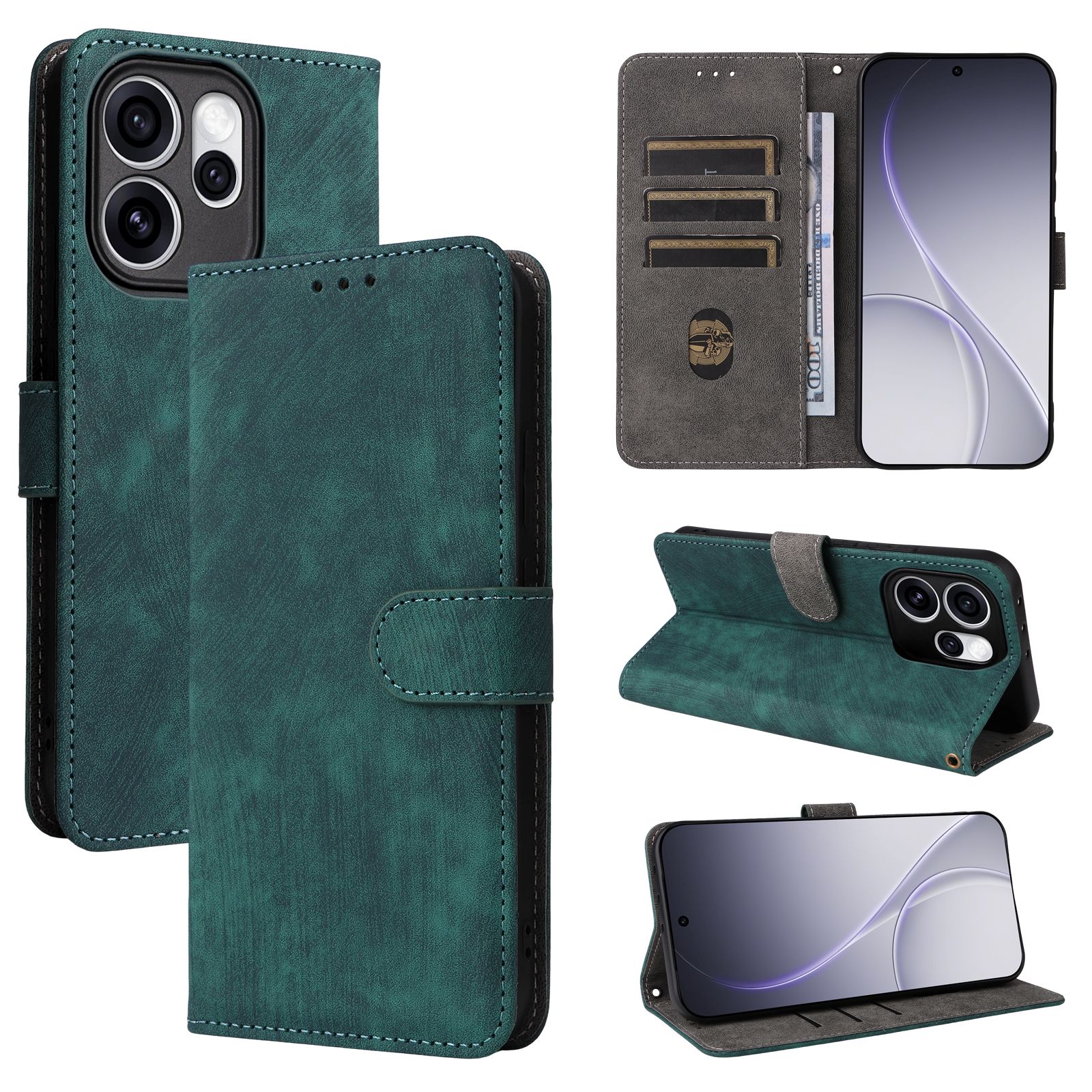 Leather Flip Cover for OPPO Reno15 Pro / Reno 15 Pro Leather PU Phone Case Shockproof Durable Retro Wallet Case
