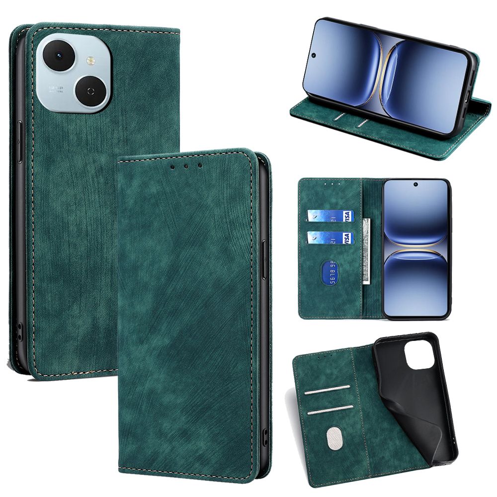 Flip Cover for Tecno Pop 10 Pro/Tecno Spark 40C PU Leather Phone Case Full-Body Protection Shockproof [RFID Blocking] Wallet Cover