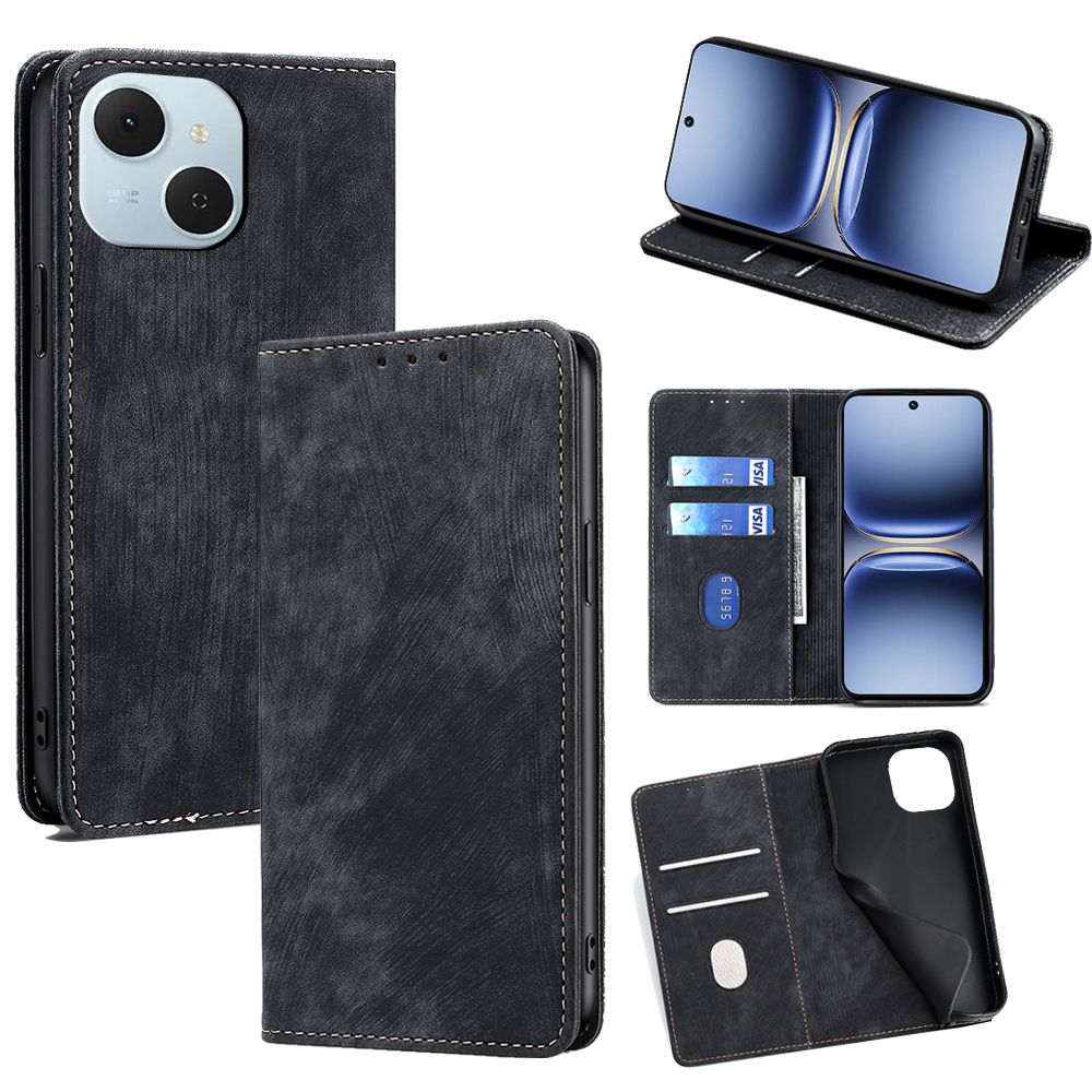 Flip Cover for Tecno Pop 10 Pro/Tecno Spark 40C PU Leather Phone Case Full-Body Protection Shockproof [RFID Blocking] Wallet Cover