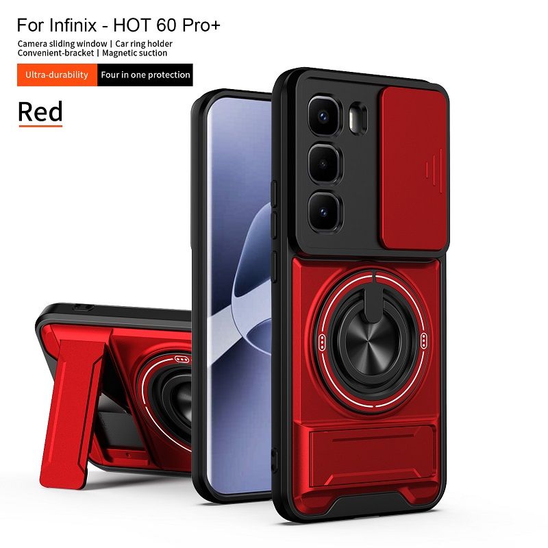 Luxury Slide Camera Lens Case Protective Cover for Infinix Hot 60 Pro+/Plus (X6886) Magnetic Kickstand Phone Case
