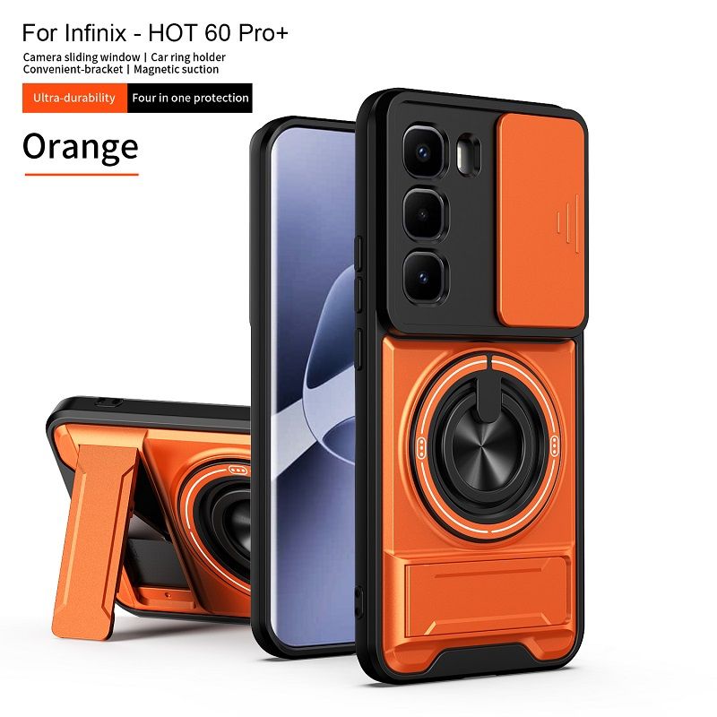 Luxury Slide Camera Lens Case Protective Cover for Infinix Hot 60 Pro+/Plus (X6886) Magnetic Kickstand Phone Case