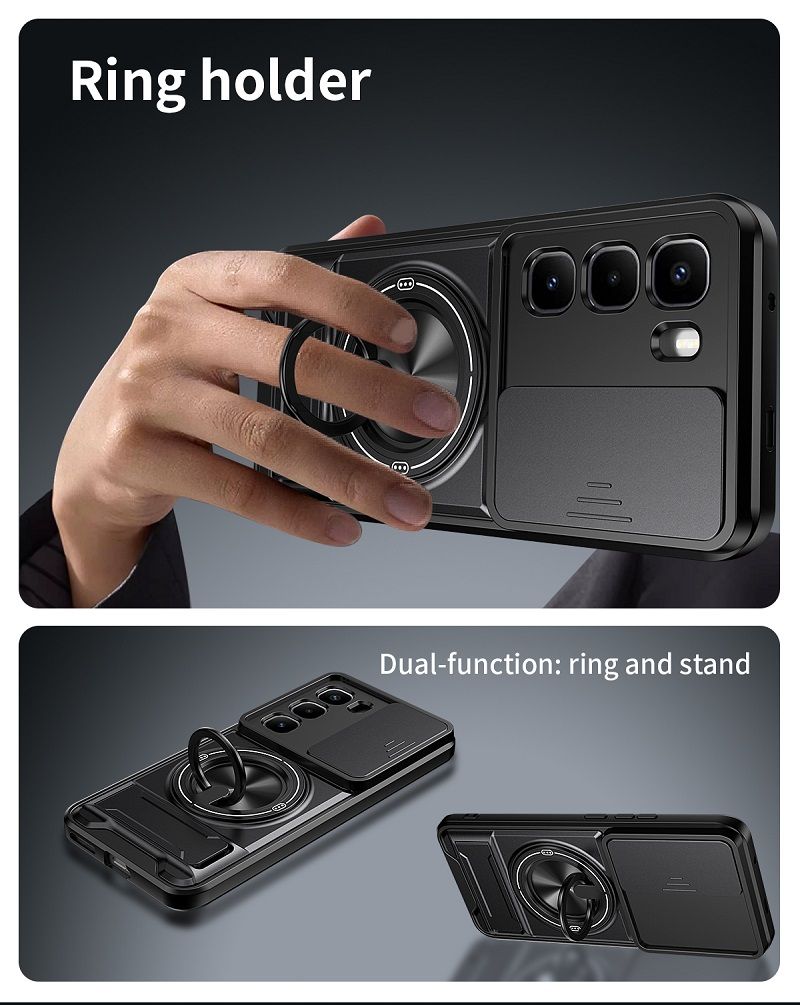 Luxury Slide Camera Lens Case Protective Cover for Infinix Hot 60 Pro+/Plus (X6886) Magnetic Kickstand Phone Case