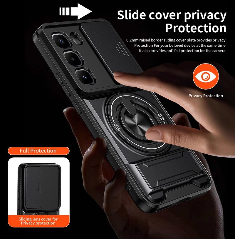 Luxury Slide Camera Lens Case Protective Cover for Infinix Hot 60 Pro+/Plus (X6886) Magnetic Kickstand Phone Case
