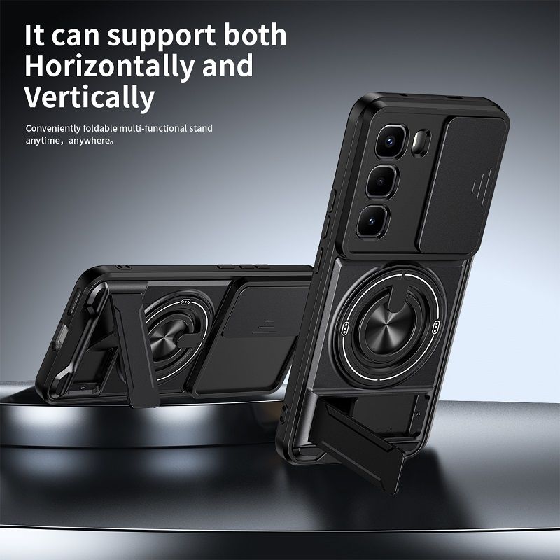 Luxury Slide Camera Lens Case Protective Cover for Infinix Hot 60 Pro+/Plus (X6886) Magnetic Kickstand Phone Case