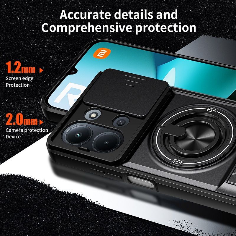 Luxury Slide Camera Lens Case Protective Cover for Xiaomi Redmi 15C Magnetic Kickstand Phone Case