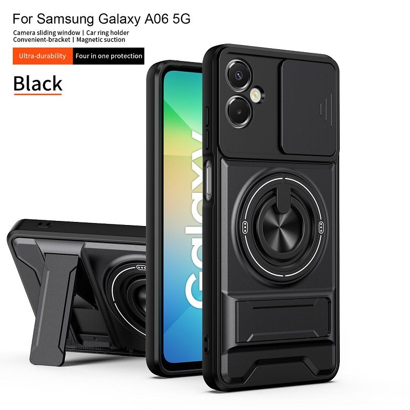Luxury Slide Camera Lens Case Protective Cover for Samsung Galaxy A06 4G Magnetic Kickstand Phone Case