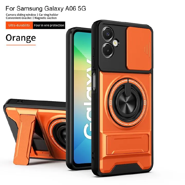 Luxury Slide Camera Lens Case Protective Cover for Samsung Galaxy A06 4G Magnetic Kickstand Phone Case