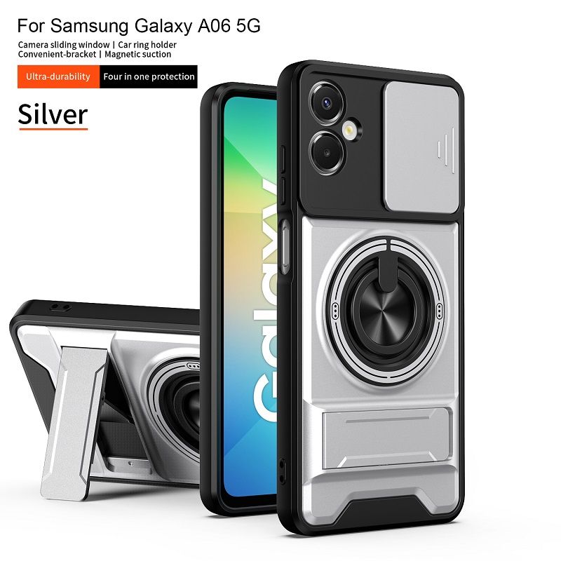 Luxury Slide Camera Lens Case Protective Cover for Samsung Galaxy A06 4G Magnetic Kickstand Phone Case