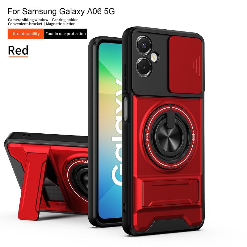 Luxury Slide Camera Lens Case Protective Cover for Samsung Galaxy A06 4G Magnetic Kickstand Phone Case