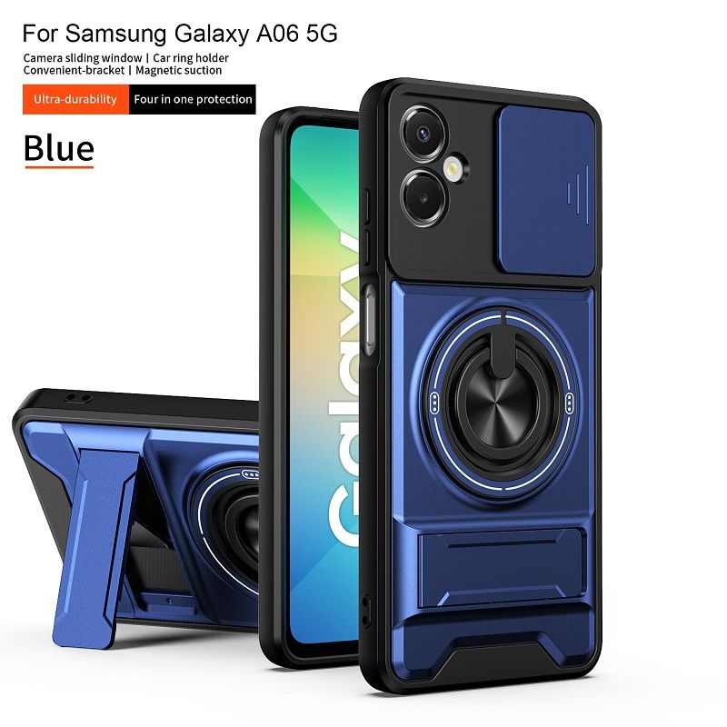 Luxury Slide Camera Lens Case Protective Cover for Samsung Galaxy A06 4G Magnetic Kickstand Phone Case