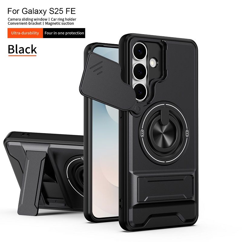Luxury Slide Camera Lens Case Protective Cover for Samsung Galaxy S25 FE Magnetic Kickstand Phone Case