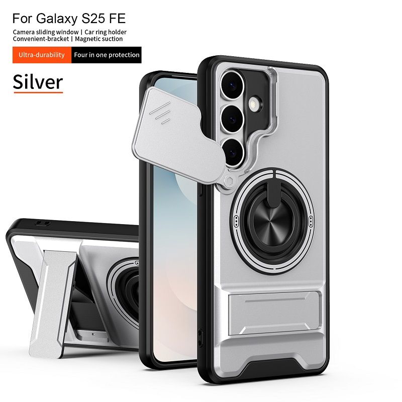 Luxury Slide Camera Lens Case Protective Cover for Samsung Galaxy S25 FE Magnetic Kickstand Phone Case