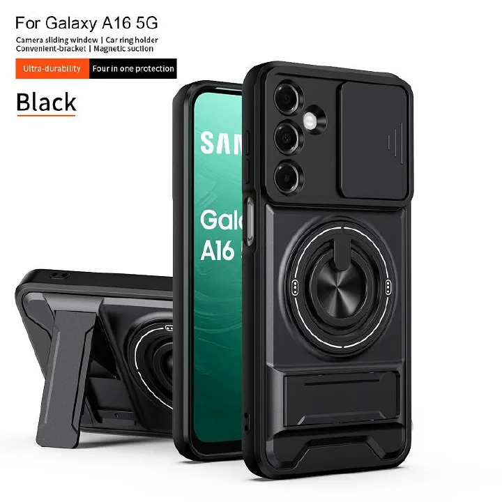Luxury Slide Camera Lens Case Protective Cover for Samsung Galaxy A16 5G/4G Magnetic Kickstand Phone Case