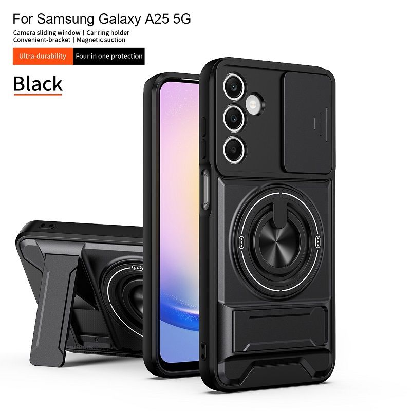 Luxury Slide Camera Lens Case Protective Cover for Samsung Galaxy A25 5G Magnetic Kickstand Phone Case